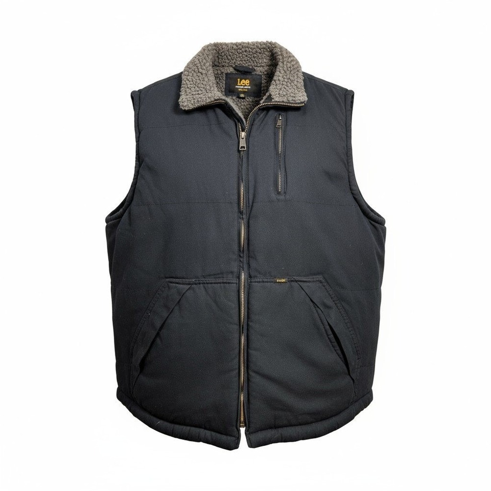 Lee Premium Select Vest Mens XL Full Zip Sherpa Lined Utility Canvas Black